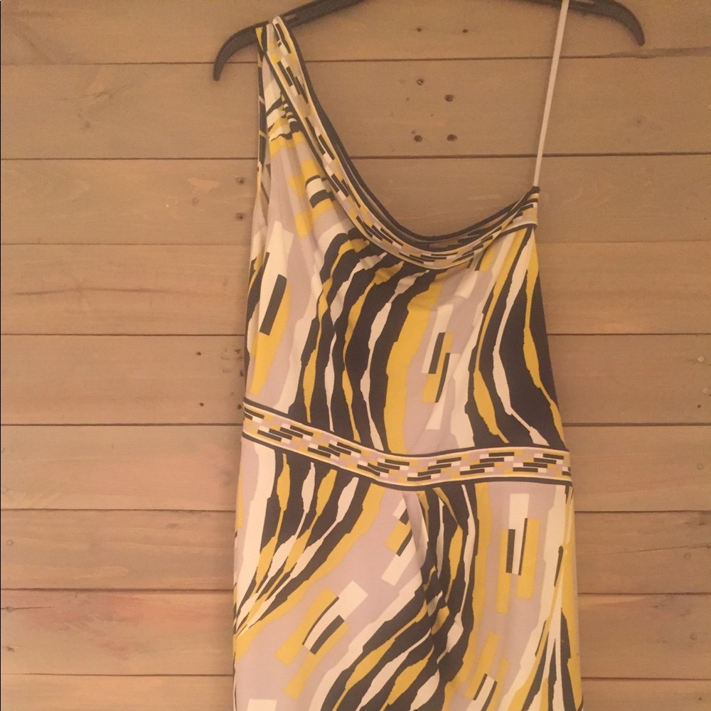 BCBG Maxaria One Shoulder Bold Graphic Y2K Mini Dress small